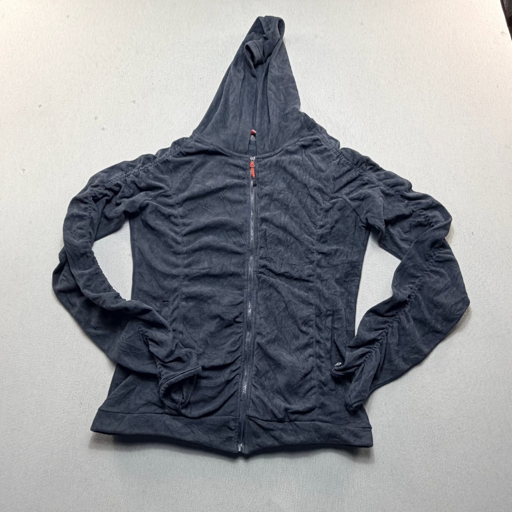Mondetta Full Zip Hoodie Women Medium Grey Excellent Ruched Activewear Jacket
